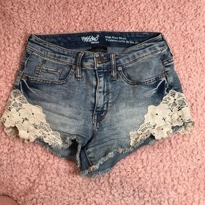 High waisted denim shorts